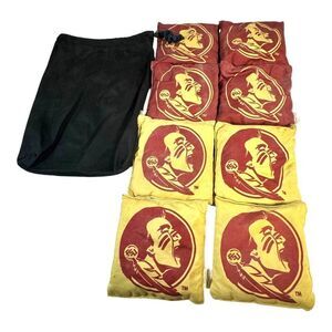 Vintage FSU Florida State Seminoles Cornhole Bean Bags Set Of 8 w/ Carrying Bag
